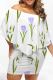 White Purple Sexy Print Patchwork Backless Off Shoulder Wrapped Skirt Plus Size Dresses