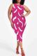 Rose Red Casual Print Patchwork O Neck Wrapped Skirt Plus Size Dresses