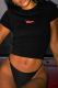 Black Casual Print Patchwork O Neck T-Shirts