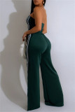 Red Casual Stripe Patchwork Backless Strapless Sleeveless Two Pieces