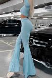 Grey Casual Solid Color Patchwork O Neck Long Sleeve Two Pieces