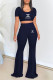 Tibetan Blue Casual Daily Letter Print O Neck Short Sleeve Two Pieces
