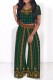 Dark Green Casual Print Basic O Neck Short Sleeve Two Pieces