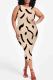 Khaki Sexy Print Patchwork O Neck Wrapped Skirt Plus Size Dresses