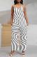 White Grey Casual Print Pocket Patchwork Backless Spaghetti Strap Loose Jumpsuits