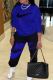 Blue Casual Letters Patchwork O Neck Long Sleeve Two Pieces