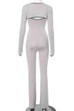 Grey Casual Patchwork Contrast Spaghetti Strap Sleeveless Two Pieces