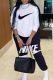 White Casual Letters Patchwork O Neck Long Sleeve Two Pieces