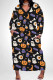 Black Casual Skull Head Graffiti Print Pocket Contrast V Neck Printed Plus Size Dresses