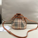 Brown Casual Daily Plaid Draw String Patchwork Contrast Bags