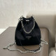 Black Casual Daily Solid Color Draw String Metal Accessories Trim Chains Bags