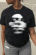 Black Casual Street Figure Print O Neck T-Shirts