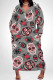 Dark Gray Casual Skull Head Graffiti Print Pocket Contrast V Neck Printed Plus Size Dresses