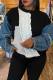 Black Casual Ripped Patchwork Contrast O Neck Tops