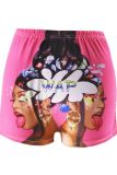 Fluorescent Yellow Sexy Print Patchwork Skinny Mid Waist Conventional Positioning Print Bottoms