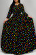 Colour Casual Street Geometric Print Polka Dot Lace Up Contrast O Neck Printed Dresses