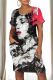 Red Casual Print Pocket Patchwork O Neck Straight Dresses