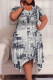 Grey Casual Print Patchwork O Neck Irregular Plus Size Dresses