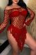 Red Sexy Solid Color Fringed Trim Hollow Out Patchwork Swimwears Cover Up