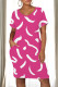 Rose Red Casual Print Pocket Patchwork O Neck Straight Dresses