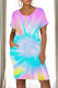 Blue Purple Casual Print Pocket Patchwork O Neck Straight Dresses
