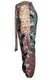 Camouflage Street Camouflage Print Patchwork Regular Mid Waist Pencil Patchwork Bottoms