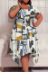 Yellow White Casual Print Patchwork O Neck Irregular Plus Size Dresses