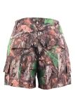 Brown Street Print Buttons Patchwork Zipper Straight Mid Waist Straight Full Print Bottoms