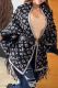 Black Gray Casual Letters Fringed Trim Patchwork Cardigan Collar Outerwear