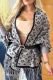 Grey Casual Letters Fringed Trim Patchwork Cardigan Collar Outerwear