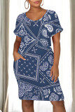 Black Casual Street Colorblock Striped Print Heart Shaped Pocket Contrast O Neck Printed Dresses