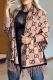 Camel Casual Letters Fringed Trim Patchwork Cardigan Collar Outerwear