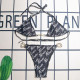 Black Street Letters Hollow Out Patchwork Backless Swimwears