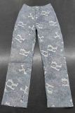 Light Gray Street Letters Pocket Buttons Patchwork Zipper Regular High Waist Conventional Patchwork Bottoms