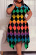 Colour Casual Print Patchwork O Neck Irregular Plus Size Dresses