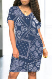 Black Casual Street Colorblock Striped Print Heart Shaped Pocket Contrast O Neck Printed Dresses