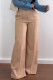 Camel Casual Solid Color Pocket Buttons Patchwork Zipper Loose High Waist Wide Leg Patchwork Bottoms