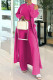 Red Casual Solid Color Basic O Neck Long Sleeve Two Pieces