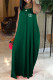 Ink Green Sexy Letter Print Lace Up Backless Halter Sleeveless Dresses