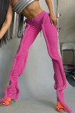 Purple Street Solid Color Patchwork Skinny Mid Waist Pencil Patchwork Bottoms