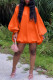 Orange Casual Solid Color Backless Off Shoulder Long Sleeve Dresses
