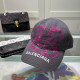 Grey Casual Street Letters Patchwork Contrast Hat