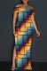 Multicolor Sexy Striped Print Slit Contrast Off Shoulder Printed Dresses