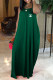 Ink Green Sexy Letter Print Lace Up Backless Halter Sleeveless Dresses
