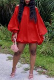 Green Casual Solid Color Backless Off Shoulder Long Sleeve Dresses