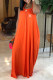 Orange Sexy Letter Print Lace Up Backless Halter Sleeveless Dresses