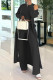 Black Casual Solid Color Basic O Neck Long Sleeve Two Pieces