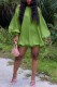 Green Casual Solid Color Backless Off Shoulder Long Sleeve Dresses