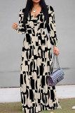 Yellow Elegant Print Patchwork Strap Design V Neck Long Dresses