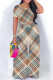 Multicolor Casual Plaid Striped Print Contrast O Neck Short Sleeve Two Pieces